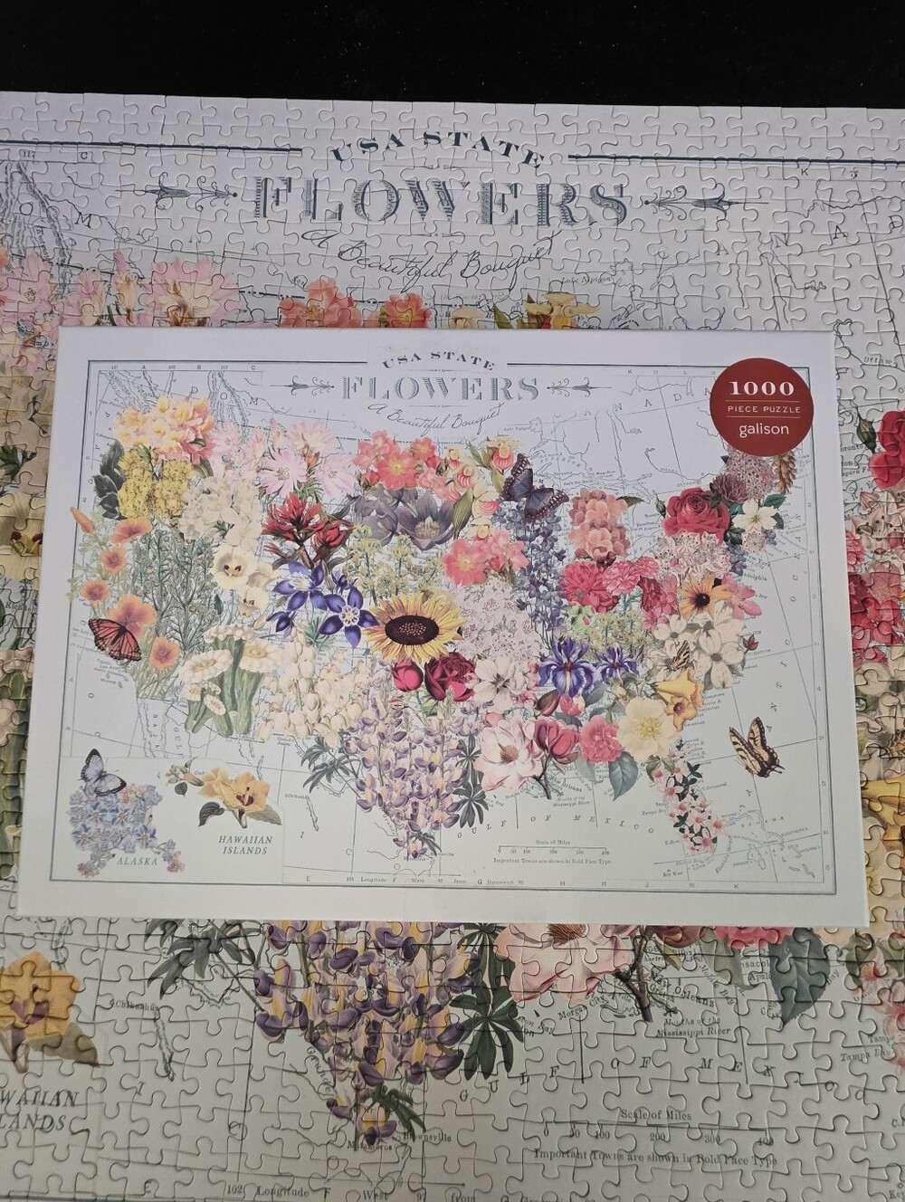 USA State Flowers A Beautiful Bouquet 1000-Piece Floral Puzzle - Multicolor